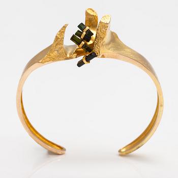 Björn Weckström, A 14K gold bracelet "Ultima thule" with tourmalines. Lapponia 1974.