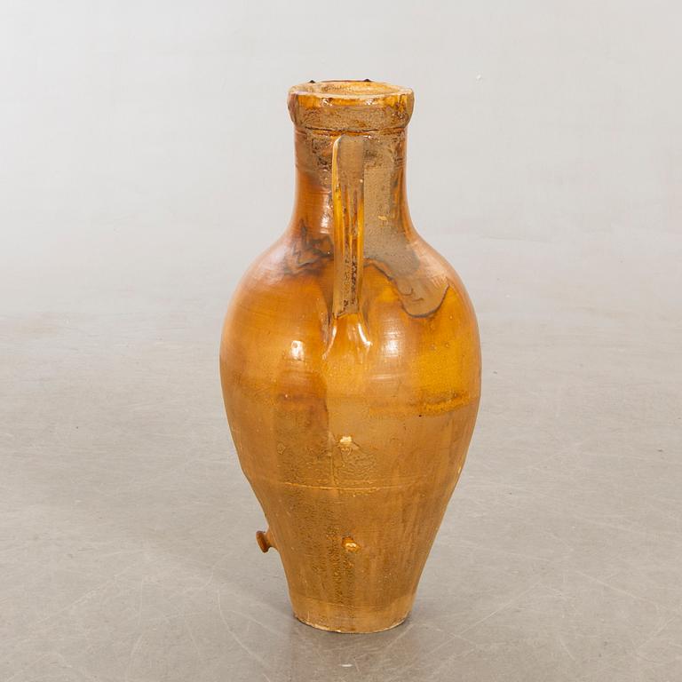 Olive oil jar "Orcio Puglia", Apulia Italy 19th century glazed terracotta.