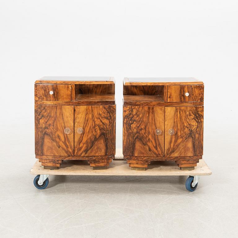 Bedside tables, a pair, Art Deco, first half of the 20th century.