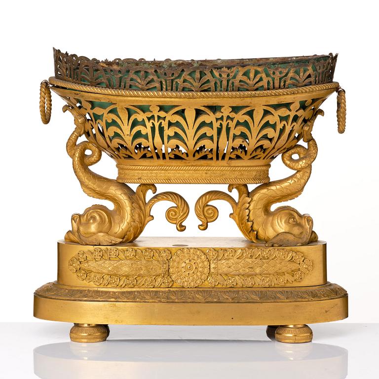 A set of three French Empire early 19th century gilt bronze centre pieces.