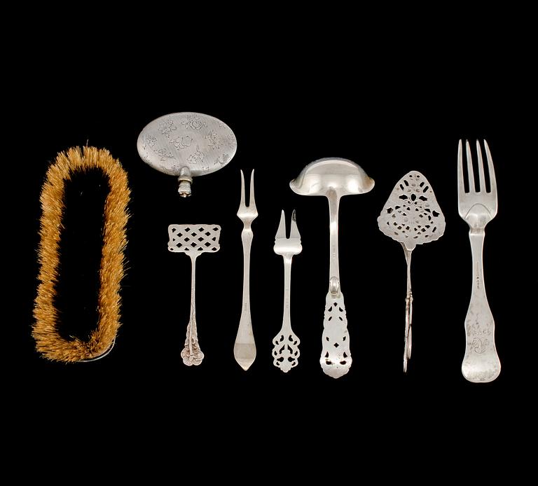PARTI SILVER, 8 delar, 1800/1900-tal, silvervikt 300 g.