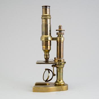 A MICROSCOPE, Nachet & Fils, Paris, around 1900, brass.