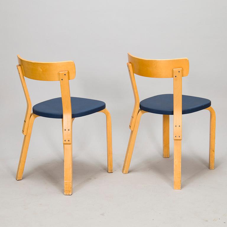 Alvar Aalto, stolar, 4 st, modell 69, Artek 1970/80-tal.