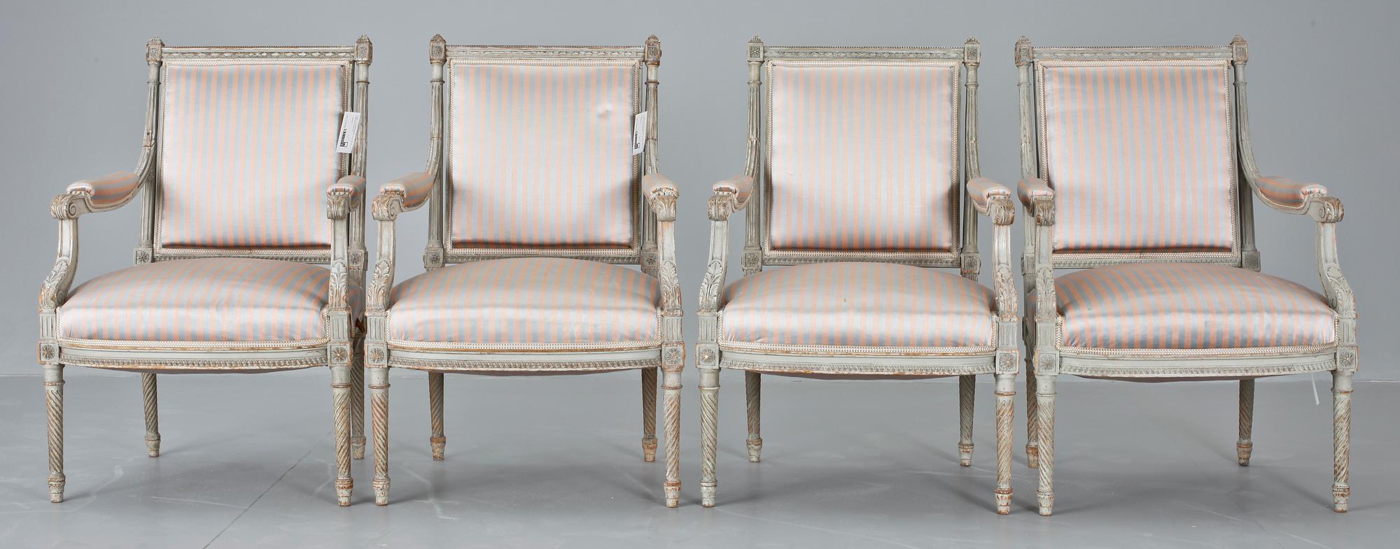 SALONGSGRUPP, 5 delar, Louis XVI-stil. 1800-talets senare hälft.