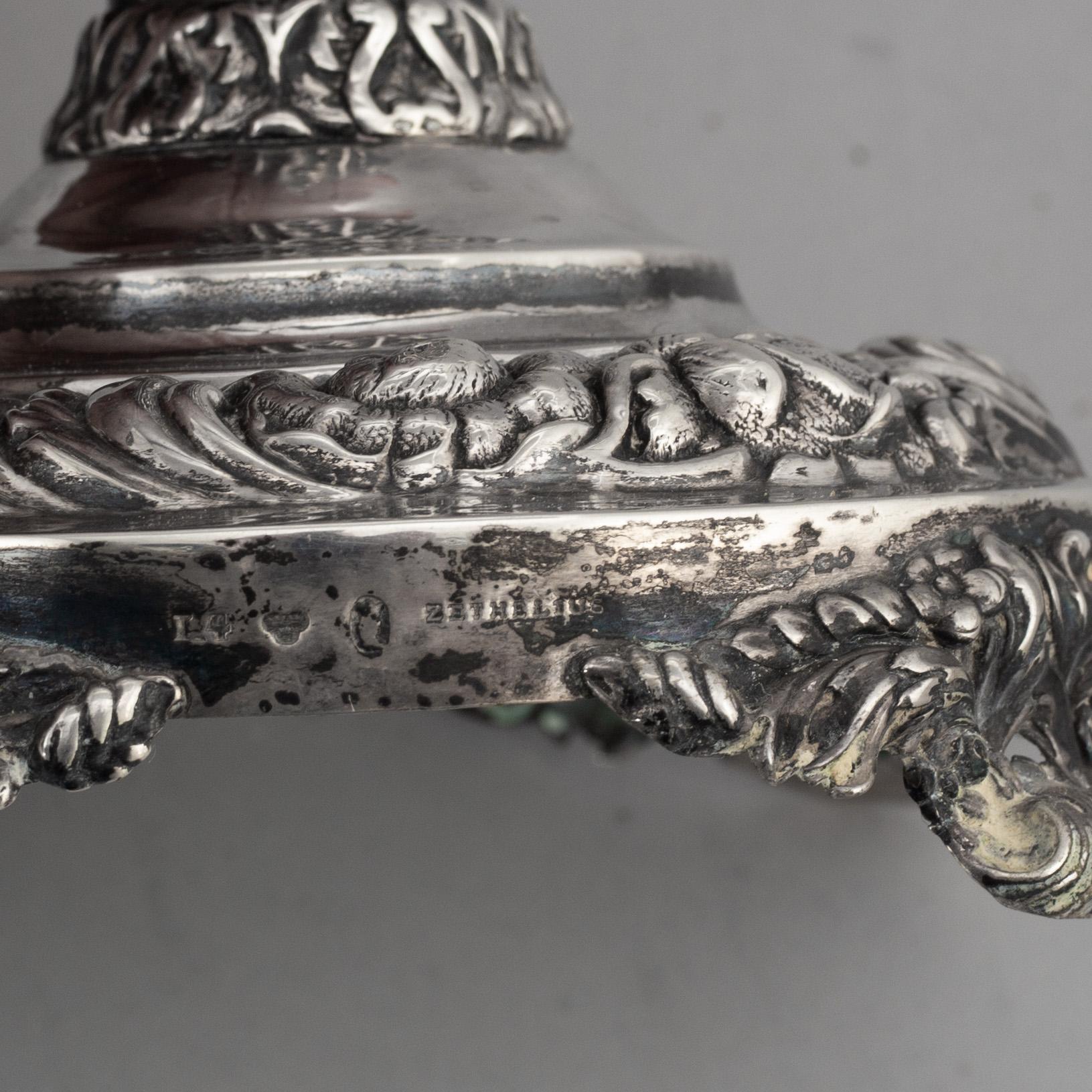 ERIK ADOLF ZETHELIUS, LJUSSTAKAR, ett par, silver, senempire, Stockholm 1839.