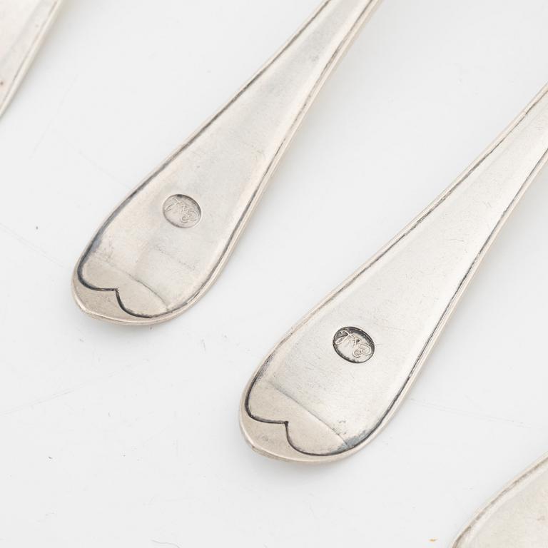 Ten silver spoons, Sweden, second half of the 18th century.