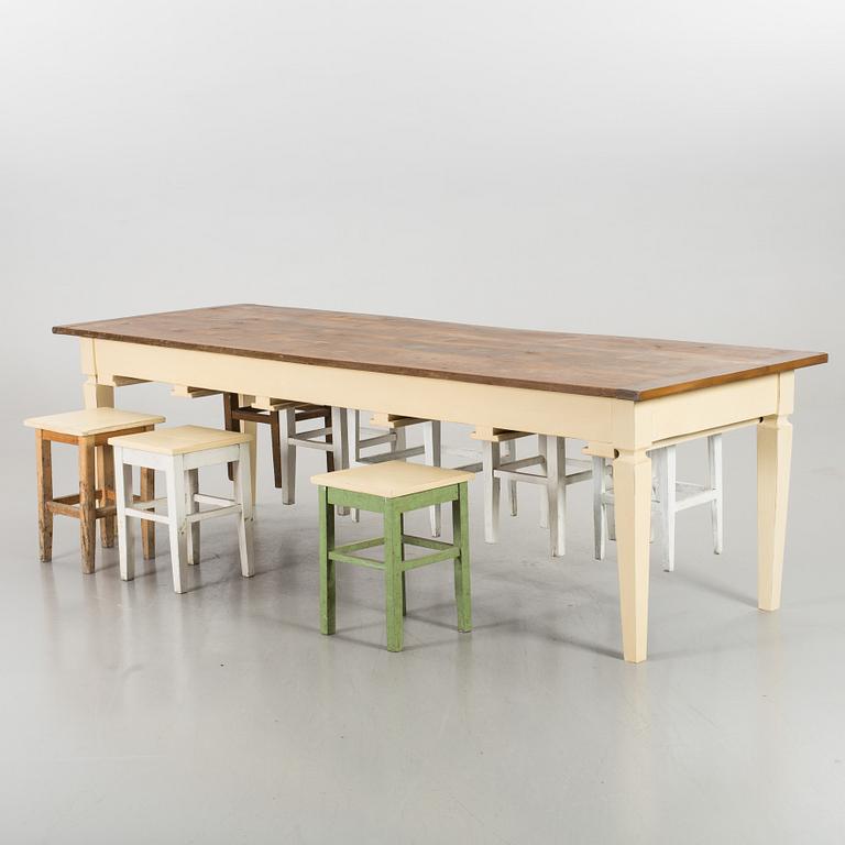 MATBORD med PALLAR 9 st, 1900-tal.