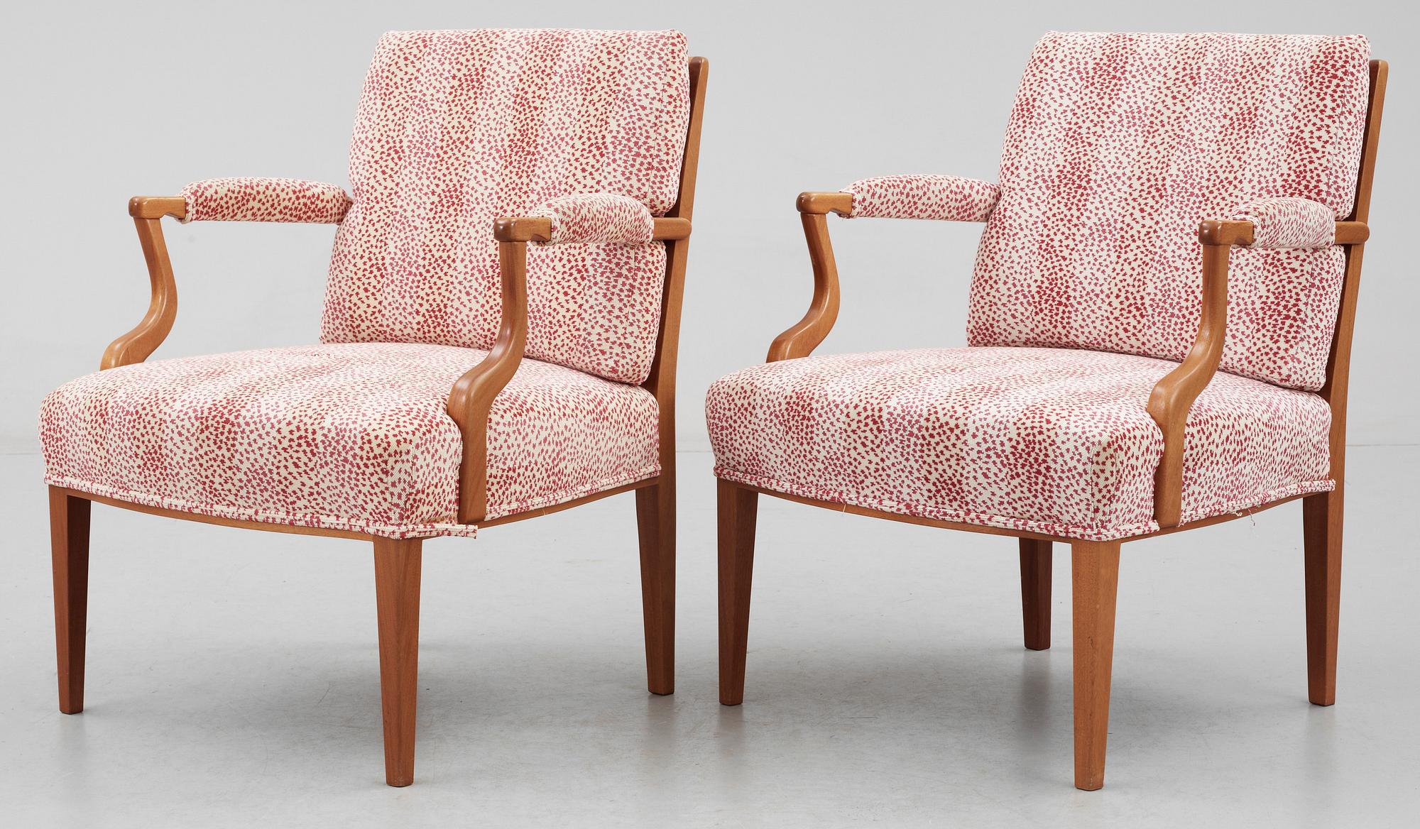 FÅTÖLJER, ett par, modell 969, Josef Frank för Firma Svenskt Tenn.