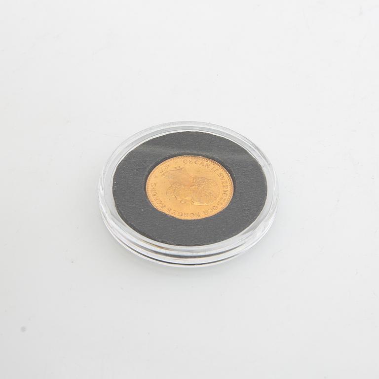 Guldmynt Sverige, Oscar II 10 kr, 1883.