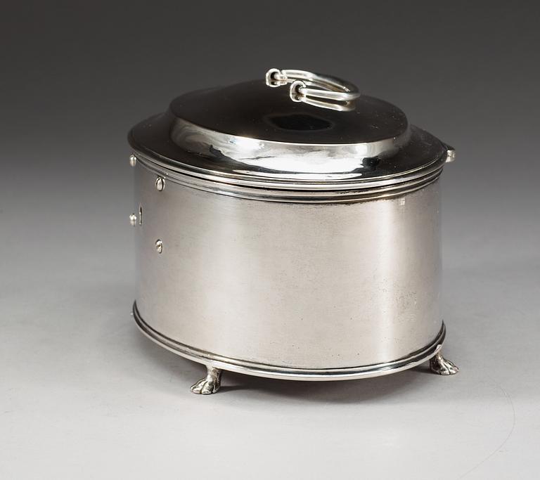 A Swedish 18th century silver sugar-casket, makers mark of Arvid Floberg, Stockholm 1795.