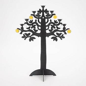 Bertil Vallien, a blackened iron candelabrum, 'Livets träd', Boda Smide.