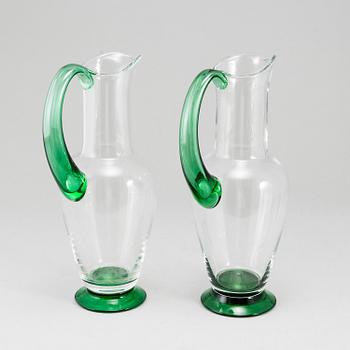 Two 'Nobel' glass pitchers designed by Gunnar Cyrén, Orrefors.