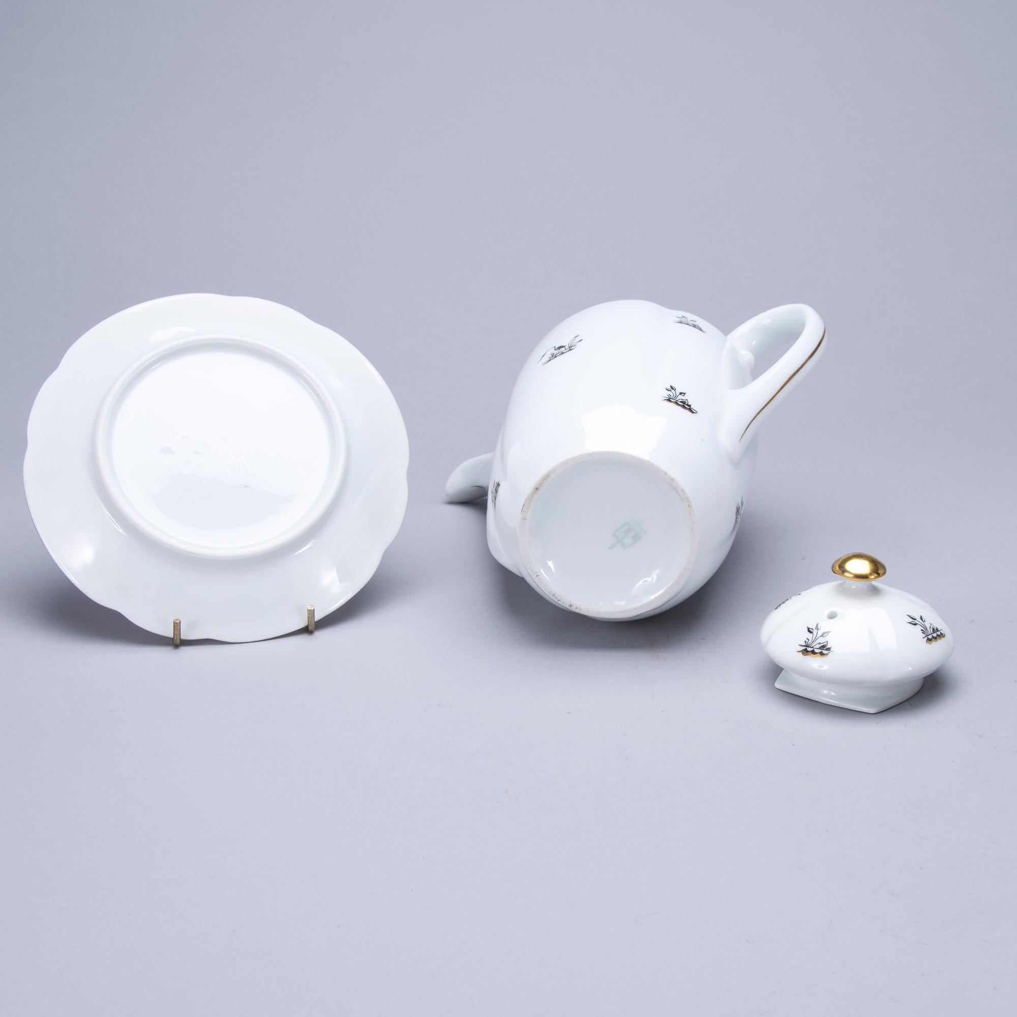 KAFFESERVIS, 23 delar, "Kurki", porslin, Arabia 1930-1940-tal.