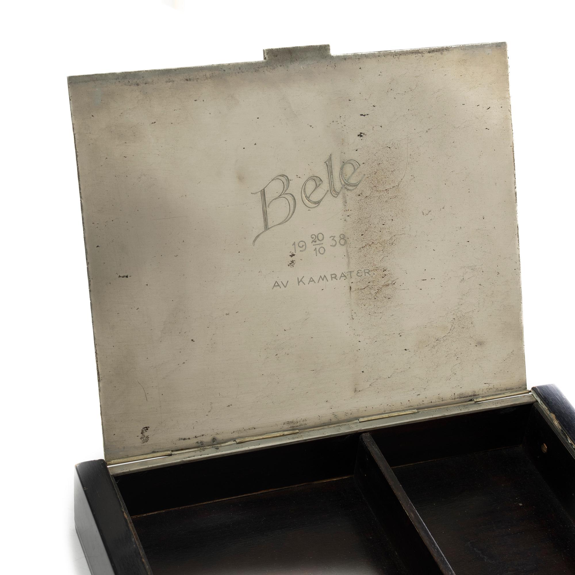 Oscar Antonsson, skrin, tenn, Art Deco, 1938, Athena Ystad.