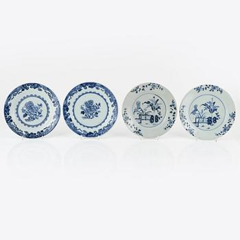Nine Blue and White Porcelaine Plates, China, 18th-19th century.