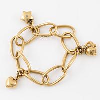 Charlotte Lynggaard, Ole Lynggaard, bracelet, 18K gold with charms in the shape of an elephant, star, and heart.