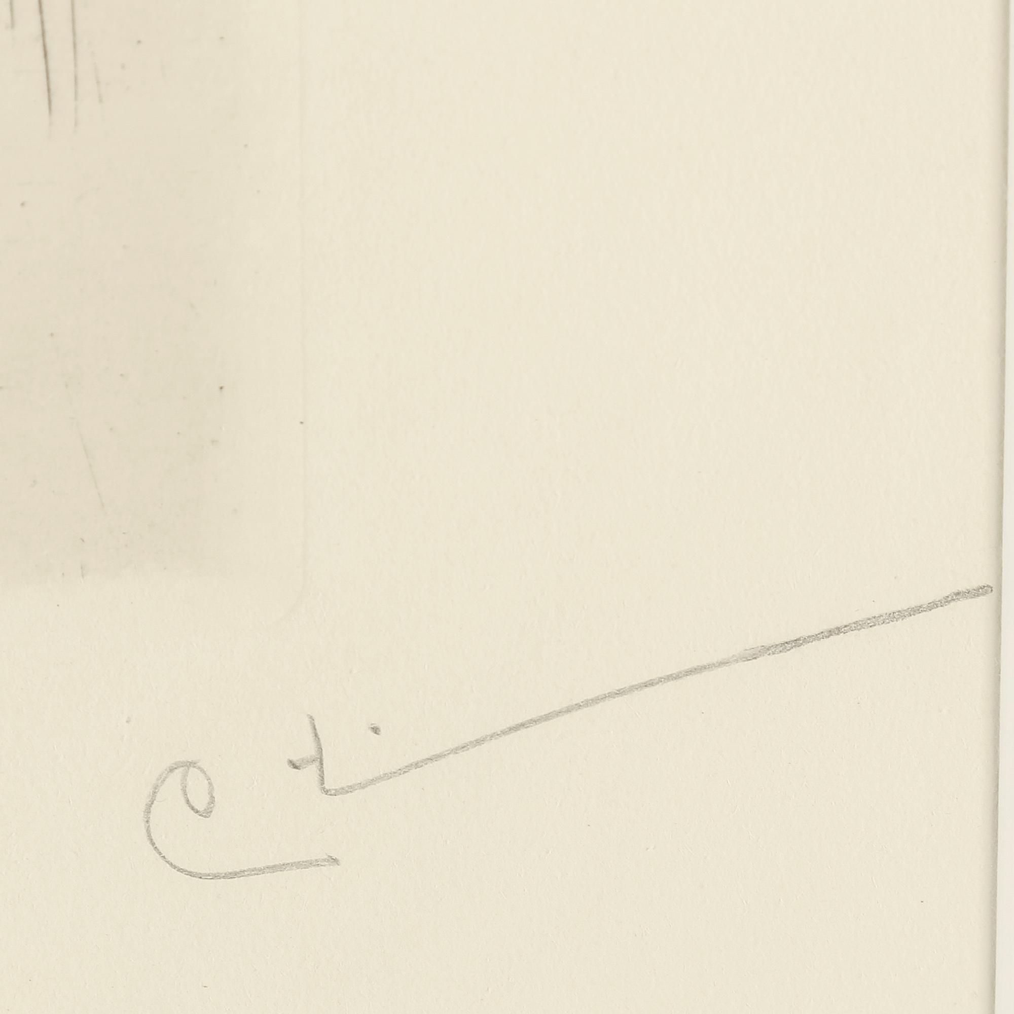 CARL LARSSON, etching, signed C.L in pencil. Executed 1912. State 2. 121 signed copies. "Self-portrait".