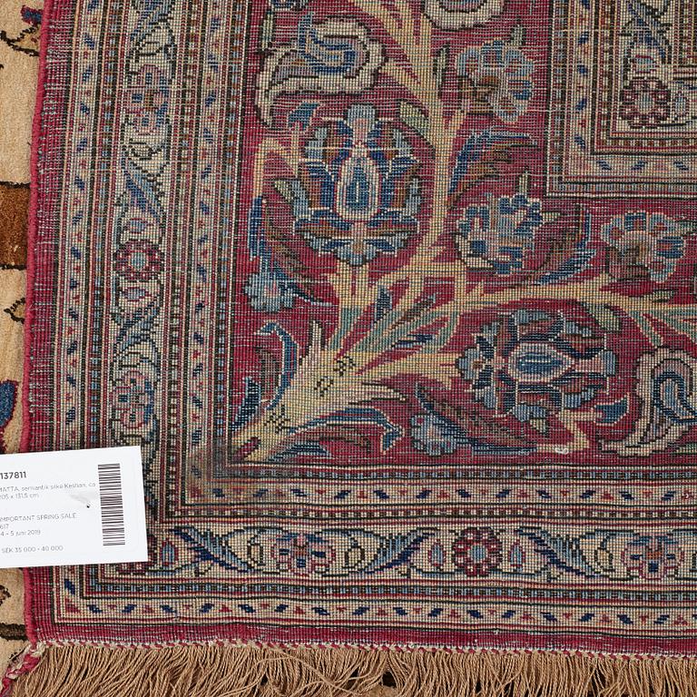 MATTO, a semi-antique silk Kashan,  ca 205 x 131,5 cm.