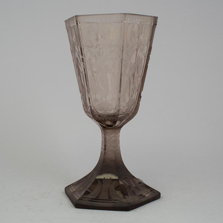 A glass goblet, Simon Gate, Orrefors 1925, named "Six Graces".