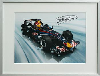 SIGNERAT TRYCK, autograf av den brittiske racerföraren David Coulthard, 2008.