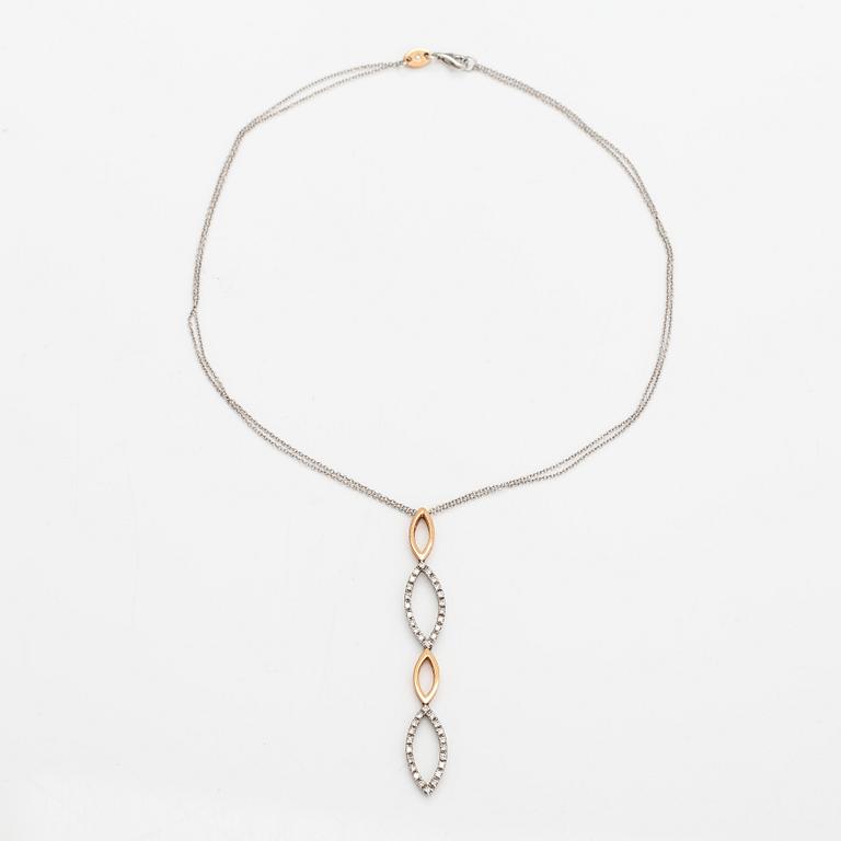 An 18K gold necklace with diamonds ca. 0.60 ct in total. Italy.