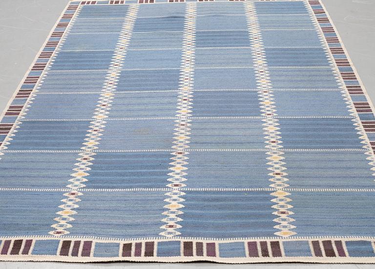 Barbro Nilsson, A carpet, "Salerno blå med enkel bård", flat weave, ca 332 x 212 cm, signed AB MMF BN.