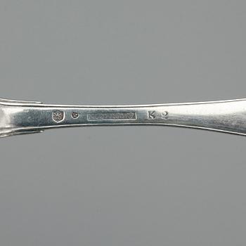 SKEDAR, 6 stycken snarlika, olika mästare, Sverige 1700-talets slut. Total vikt ca 400 gram.