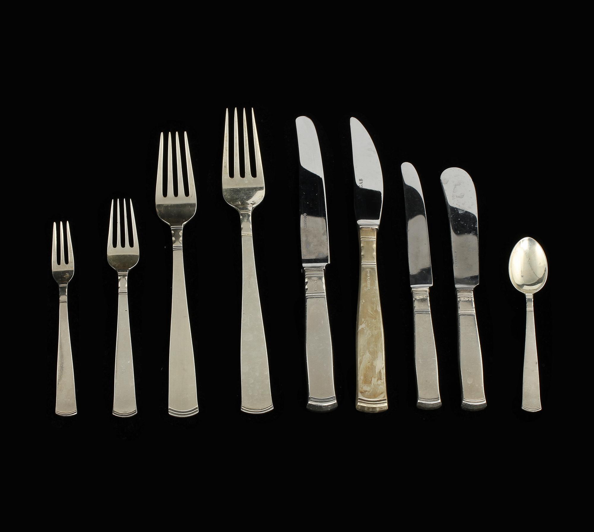 BESTICKSERVISDELAR, 135 st, silver, "Rosenholm", Jacob Ängman, GAB, 1950-1990-tal. Tot vikt 4 845 g.