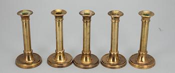 LJUSSTAKAR, 5 st, mässing, möjligen England 1900-tal.
