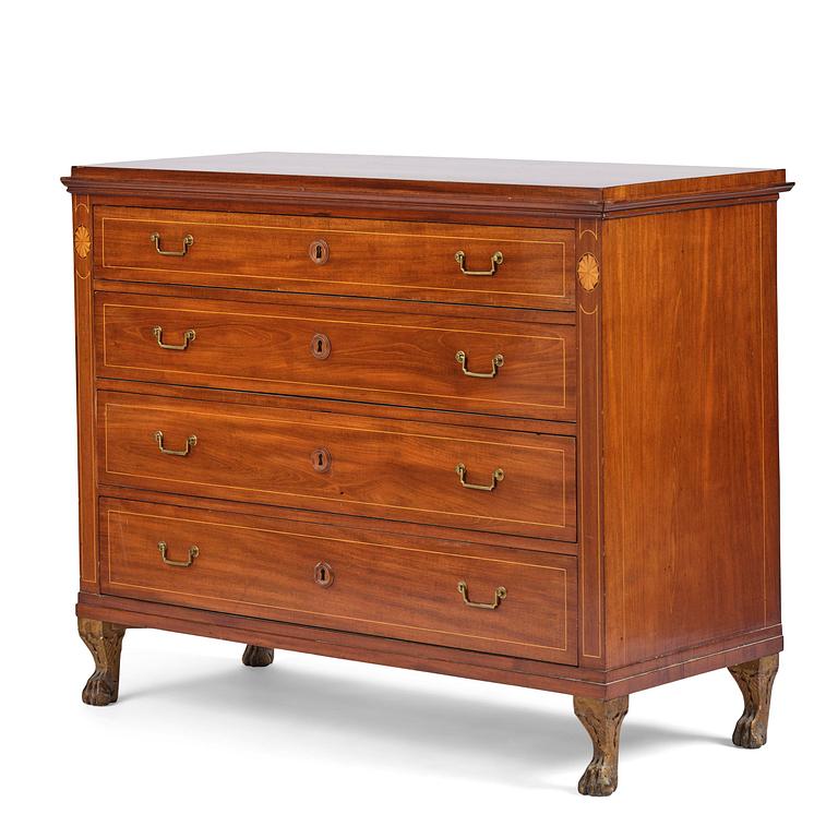 A late Gustavian mahogany writing commode in the manner of I. Löfgren, Stockholm circa 1800.