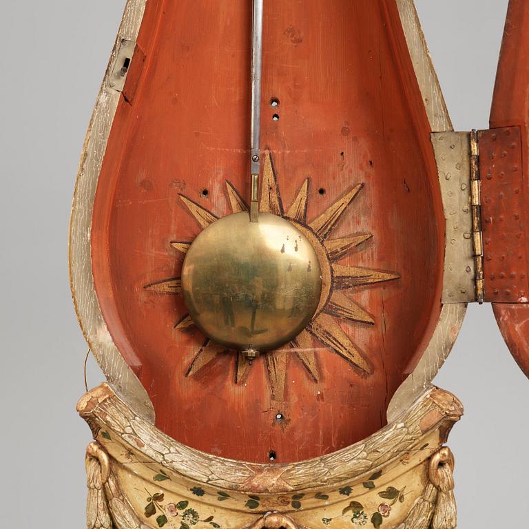 A Gustavian longcase clock by Petter Ernst (active in Stockholm 1753-1784), before 1776.