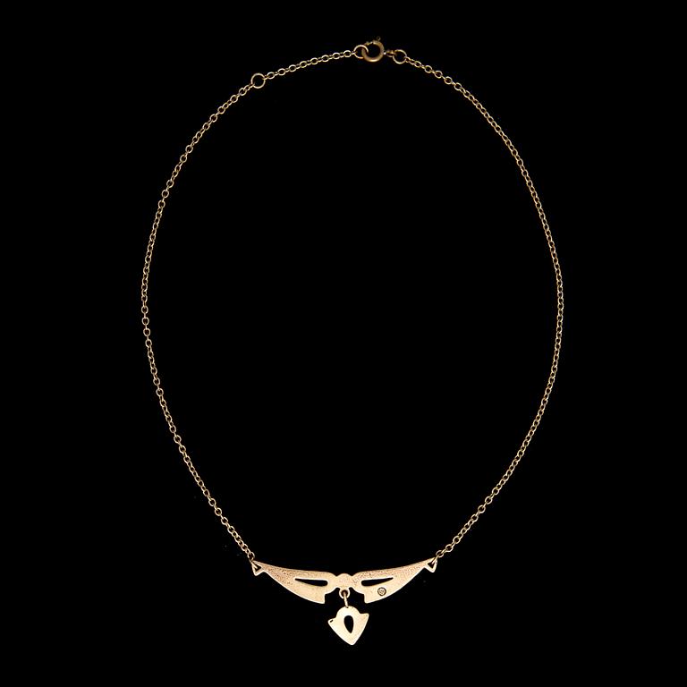 HALSSMYCKE, "Illusioni", brons, cabochonslipad granat, Kalevala Koru.