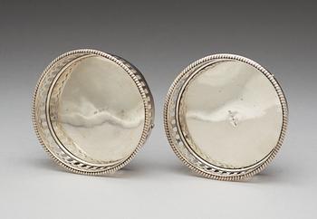 A pair of Swedish silver coasters, makers mark of Anders Lundqvist, Stockholm 1825.