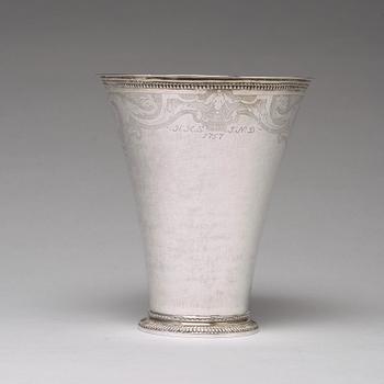 A Swedish 18th century parcel-gilt silver beaker, mark of Axel Johan Limnell, Växjö 1757.