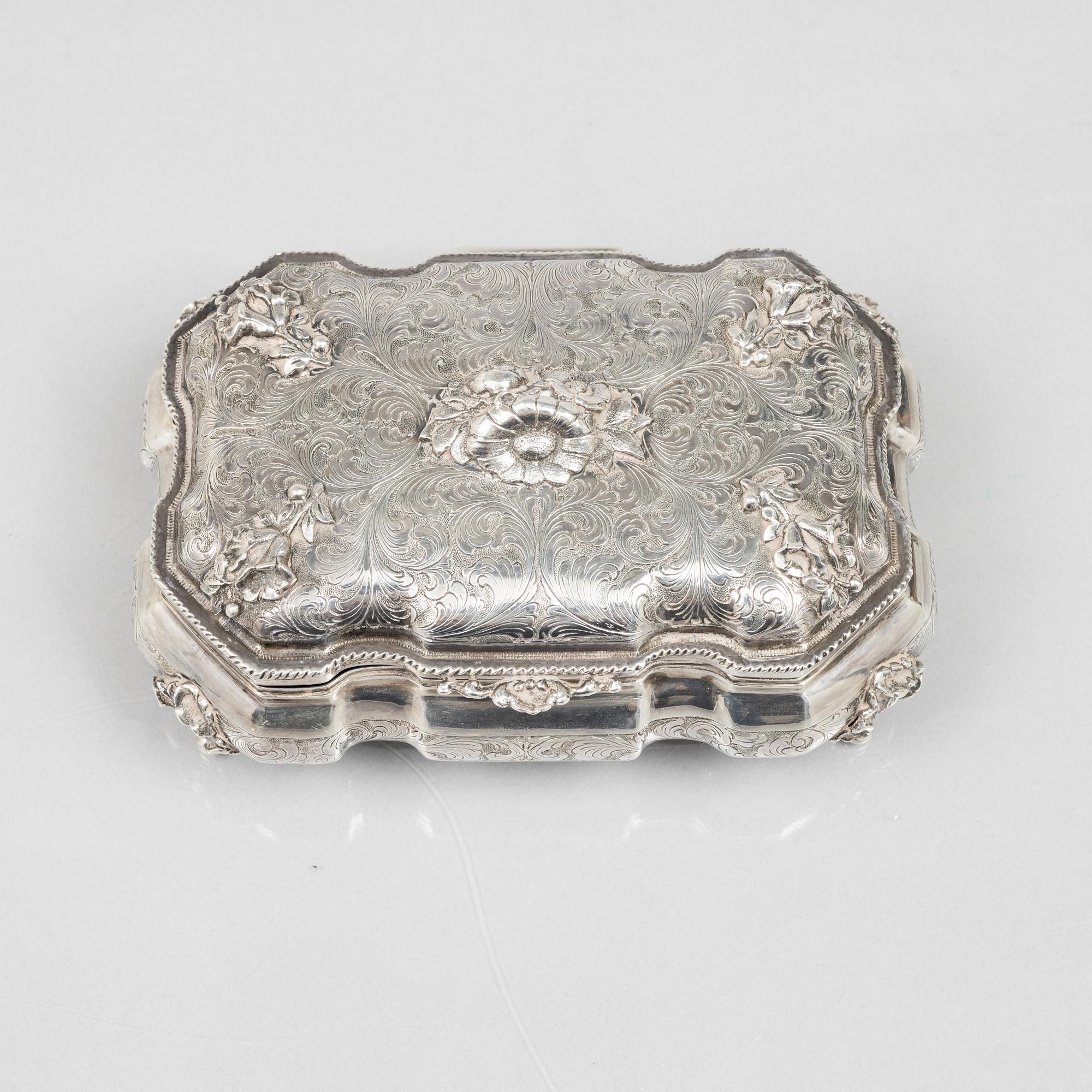 A Rococo Style Silver Box, 20th Century.