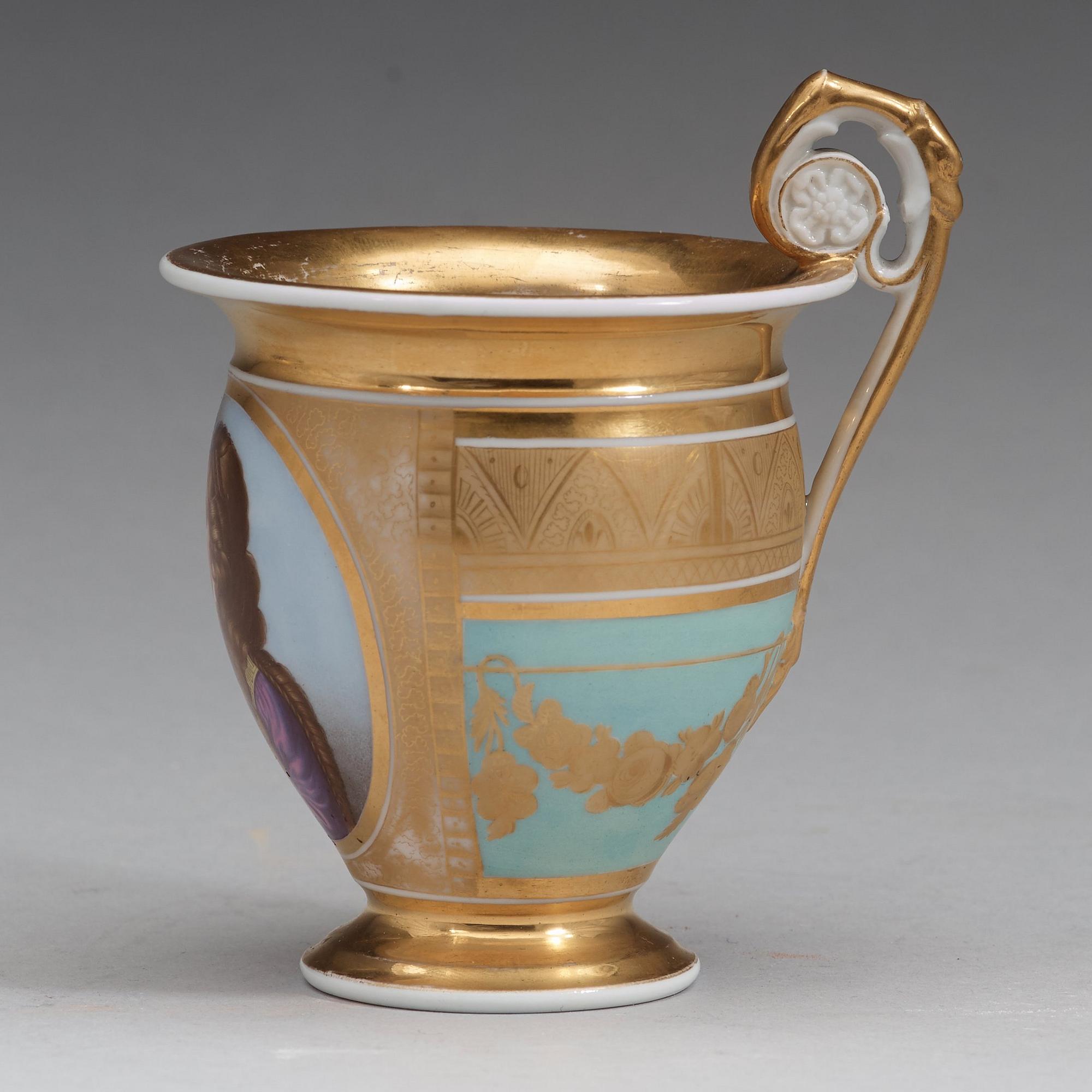 KOPP med FAT, porslin. Ryssland, Gardner, Empire, tidigt 1800-tal.