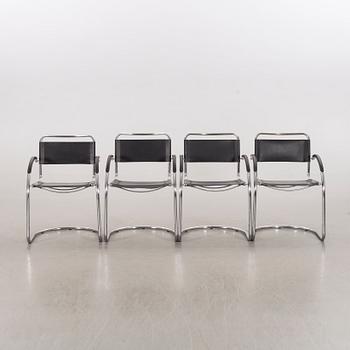 Four leather and metall chairs, Italy, second half of the 20th century.