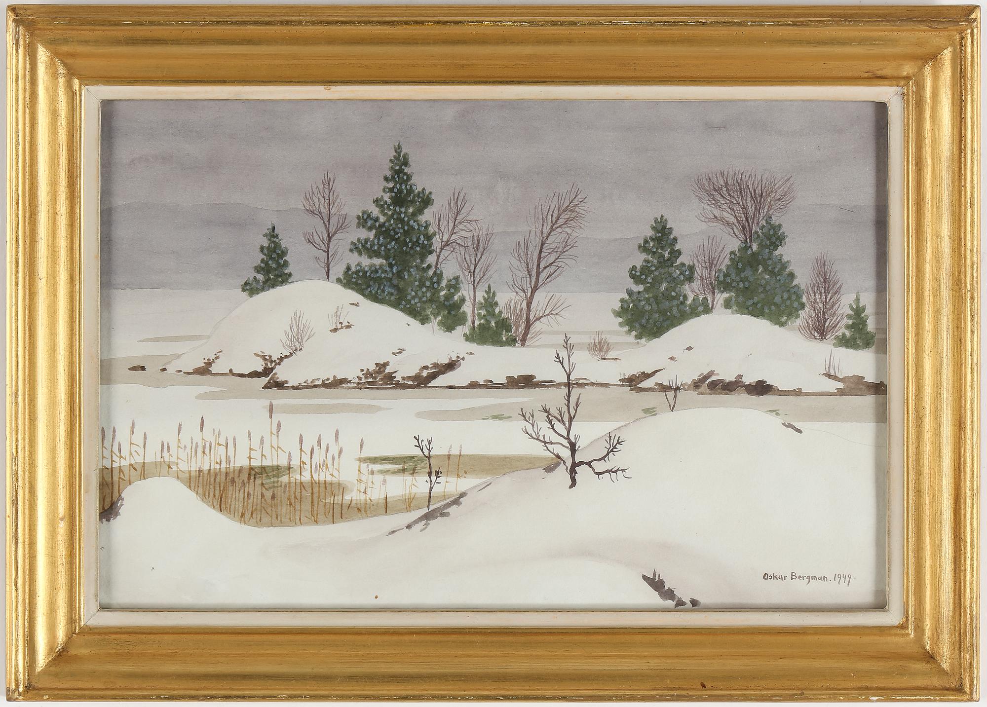OSKAR BERGMAN, gouache och akvarell, signerad och daterad 1949.