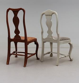 STOLAR, 2 st, senbarock samt senbarockstil, 1700-/1900-tal.