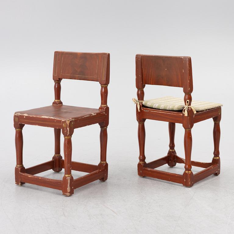 Chairs, three pieces, folk art, 17th/18th century.
