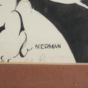 EINAR NERMAN, tusch, täckvitt och blyerts, signerad.