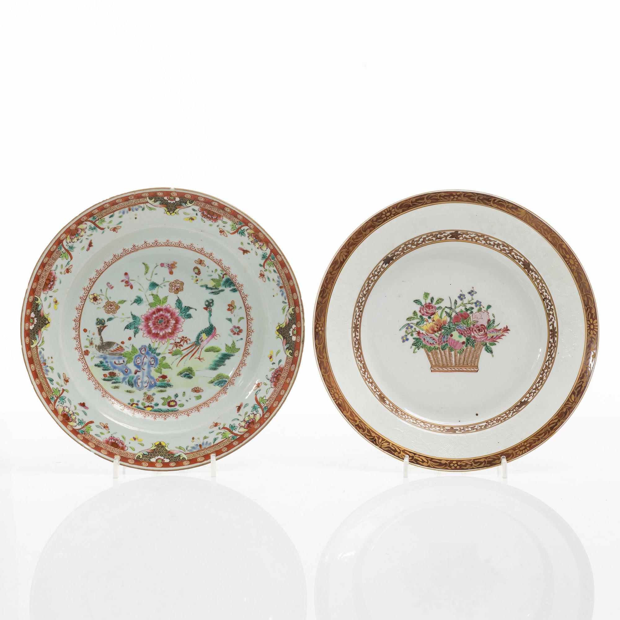 Tallrikar, 15 stycken, porslin, Kina, Qingdynastin, 1700-tal.