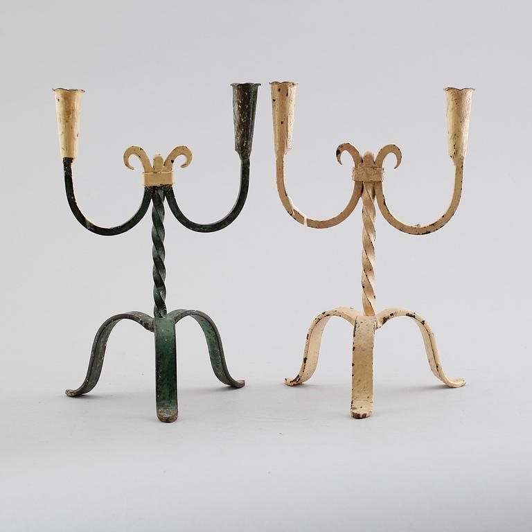 LJUSSTAKAR, 1 par, smide, allmoge, 1800-tal.