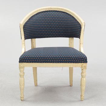 A, late Gustavian armchair, provincial work, early 19th century.