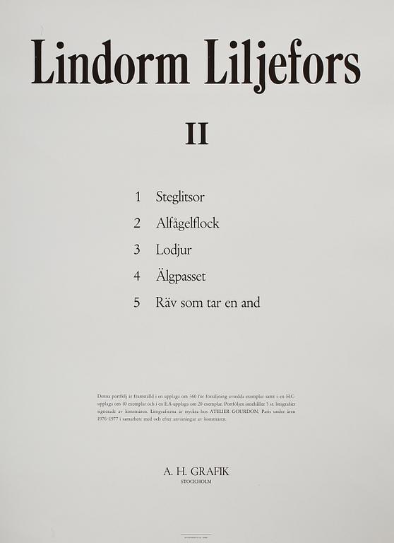 LINDORM LILJEFORS, mapp med 5 färglitografier, sign, numr 278/360.