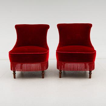 FÅTÖLJER, 1 par, omkring år 1900.