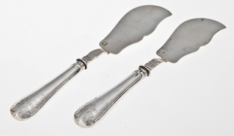 PASTEJKNIVAR, 2 st, silver, Anders Lundkvist Stockholm 1856-59.