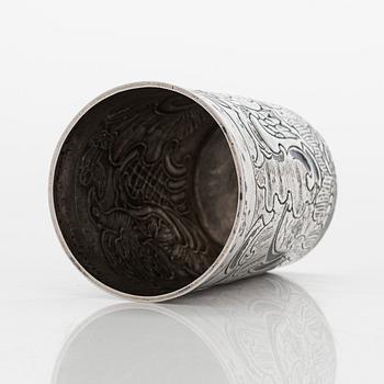 An 18th-century Russian silver beaker, Moscow 1764. Unidentified master. Alderman Fedor Petrov.
