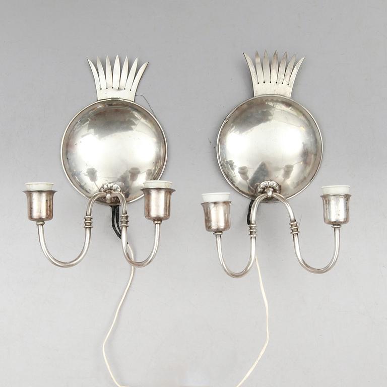 VÄGGLAMPOR, 1 par, CG Hallberg, 1900-talets första hälft.