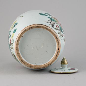 A famille rose jar with cover, China, 20th Century.